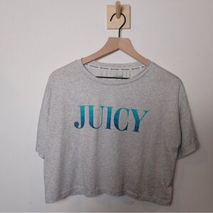 Juicy Couture Gray and Blue Graphic Super Soft Crop top